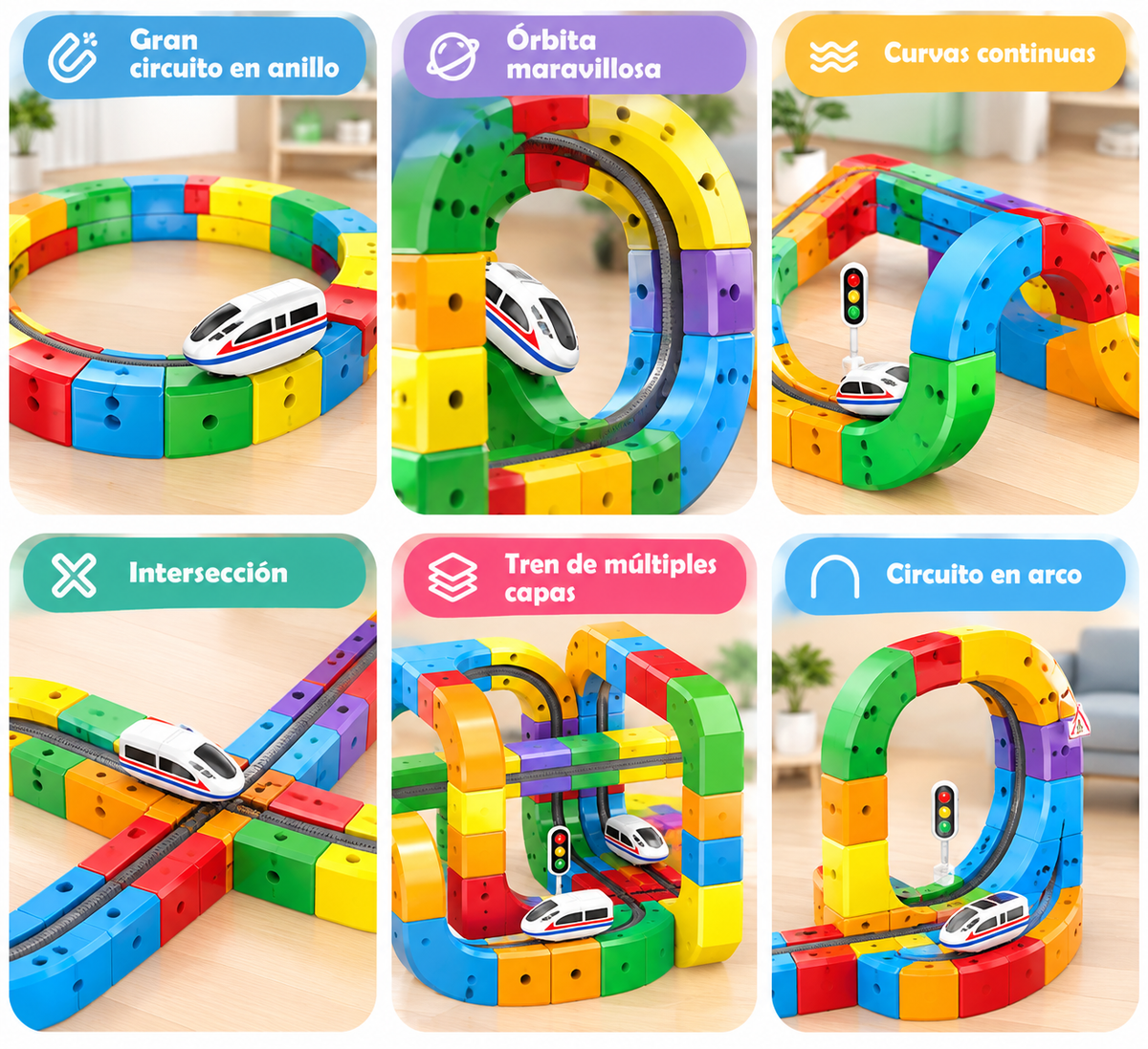 Set de Pista de Trenes Magnética 3D Montable